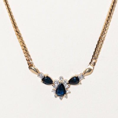 Sapphire & Diamond Pendant Necklace | 1.00ctw, 0.12ctw | 17