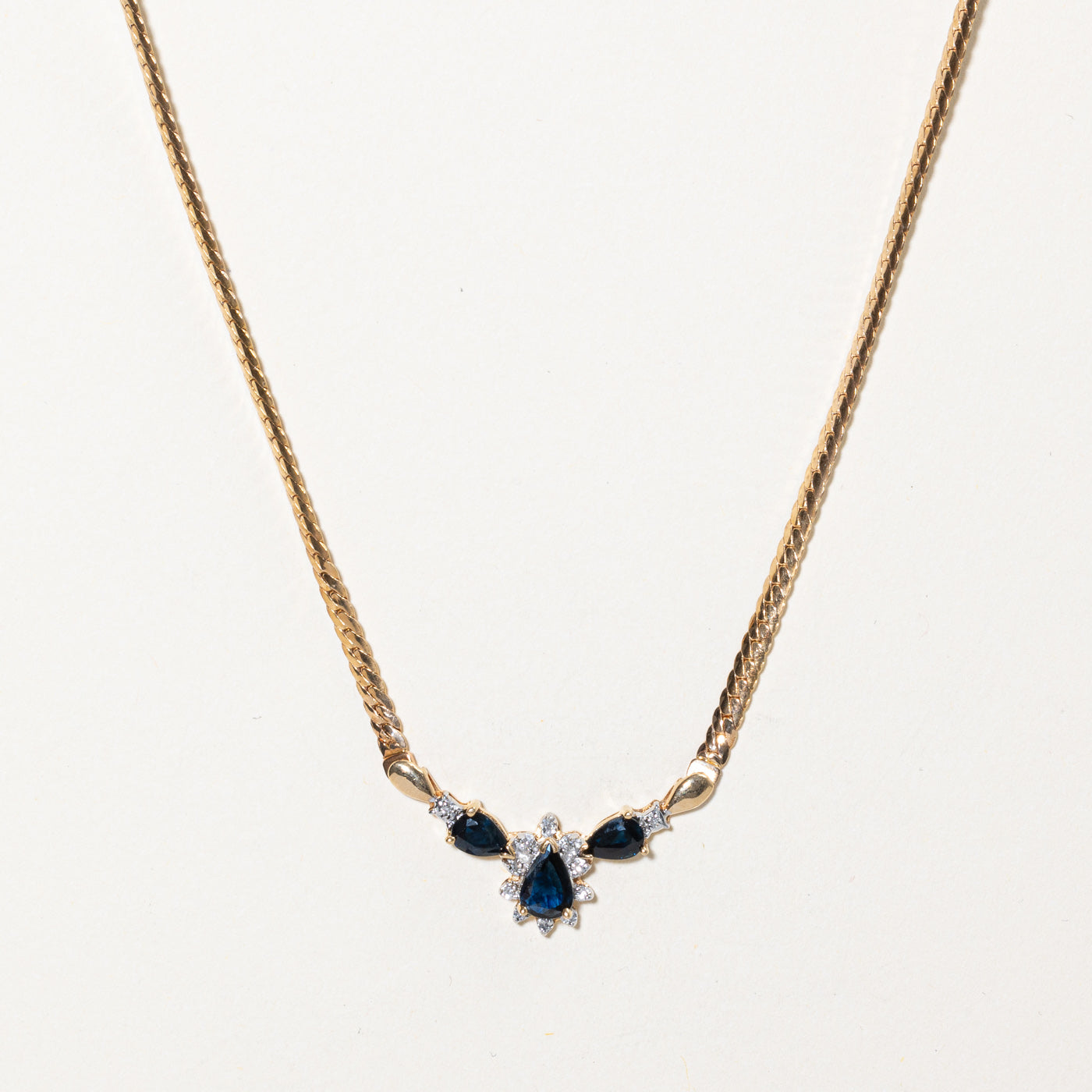 Sapphire & Diamond Pendant Necklace | 1.00ctw, 0.12ctw | 17" |