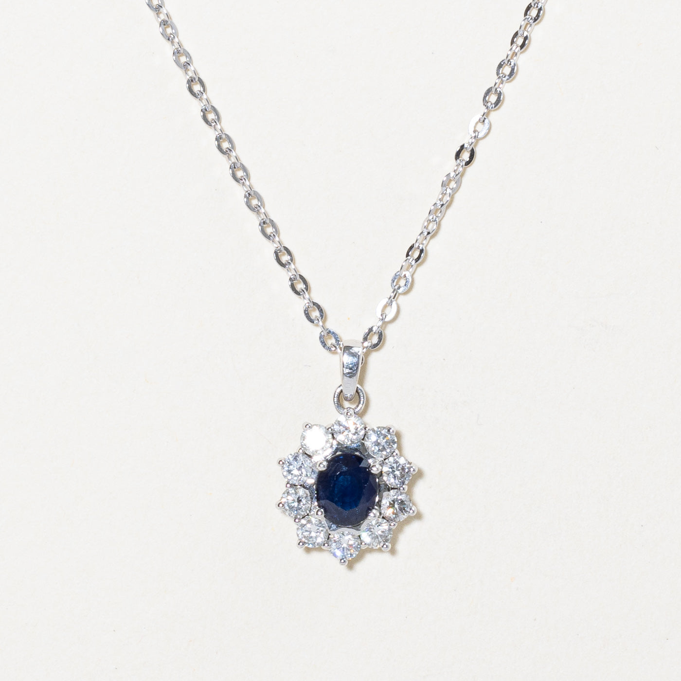 Sapphire & Diamond Pendant Necklace | 0.95ct, 0.60ctw | 18" |