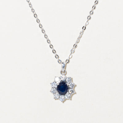 Sapphire & Diamond Pendant Necklace | 0.95ct, 0.60ctw | 18