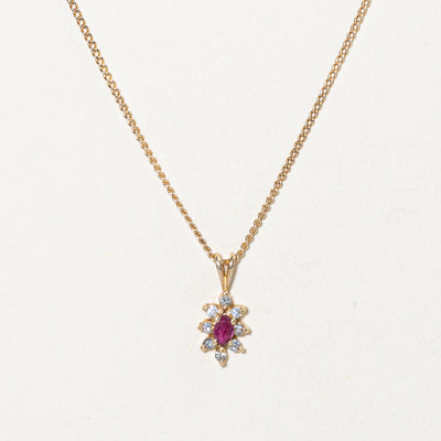 Ruby & Diamond Pendant Necklace | 0.15ct, 0.08ctw | 18