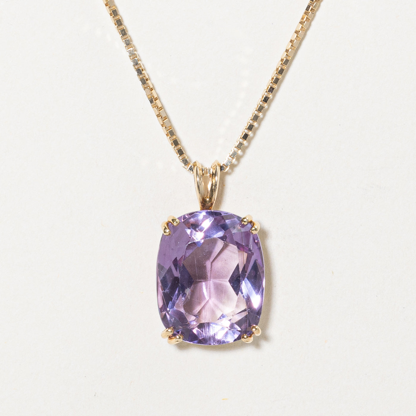 Cushion Cut Amethyst Pendant Necklace | 18.00ct | 16" |