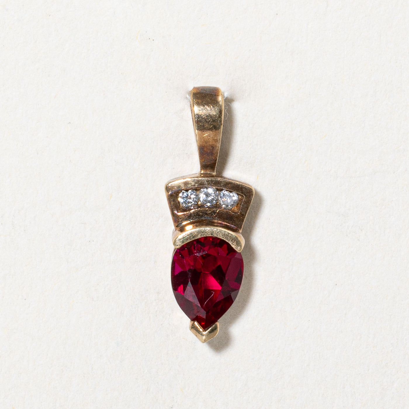 Synthetic Ruby & Diamond Pendant | 1.00ct, 0.03ctw |