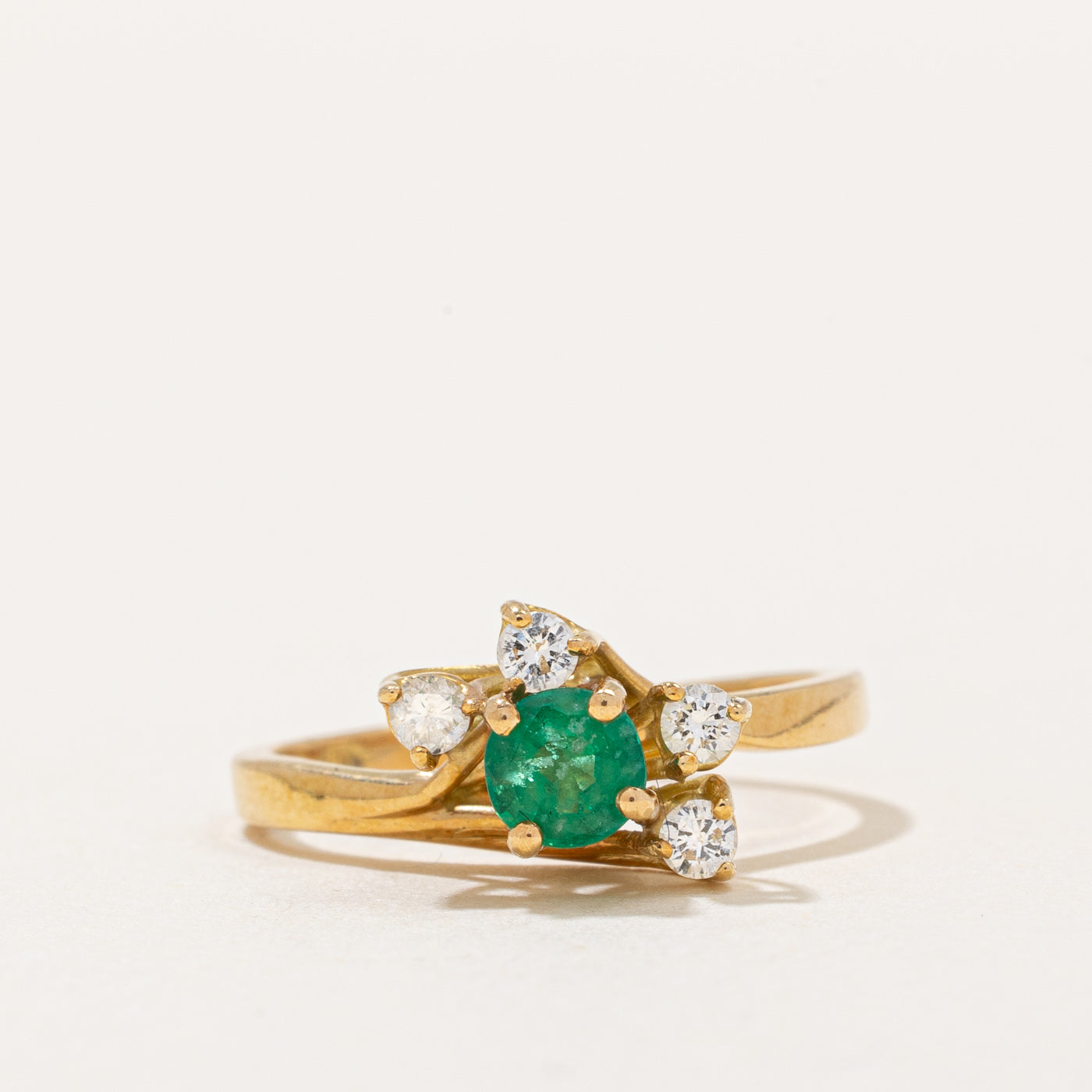Emerald & Diamond Cocktail Ring | 0.22ct, 0.14ctw | SZ 5 |