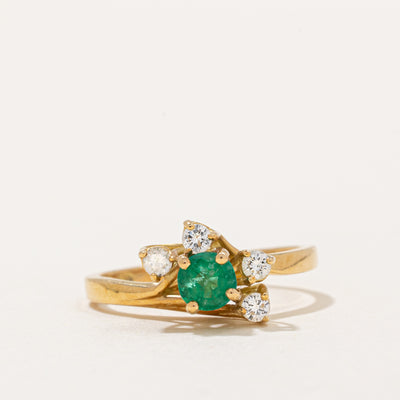 Emerald & Diamond Cocktail Ring | 0.22ct, 0.14ctw | SZ 5 |