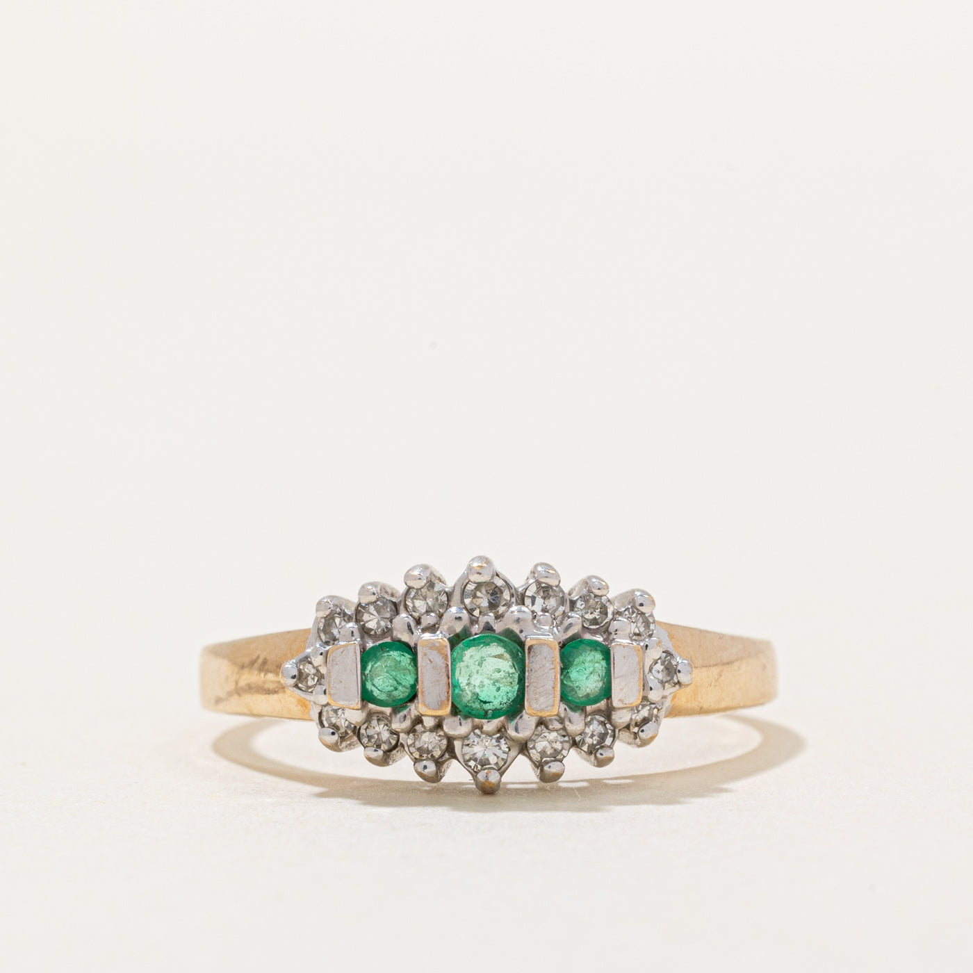 Emerald & Diamond Cocktail Ring | 0.17ctw, 0.12ctw | SZ 9.25 |