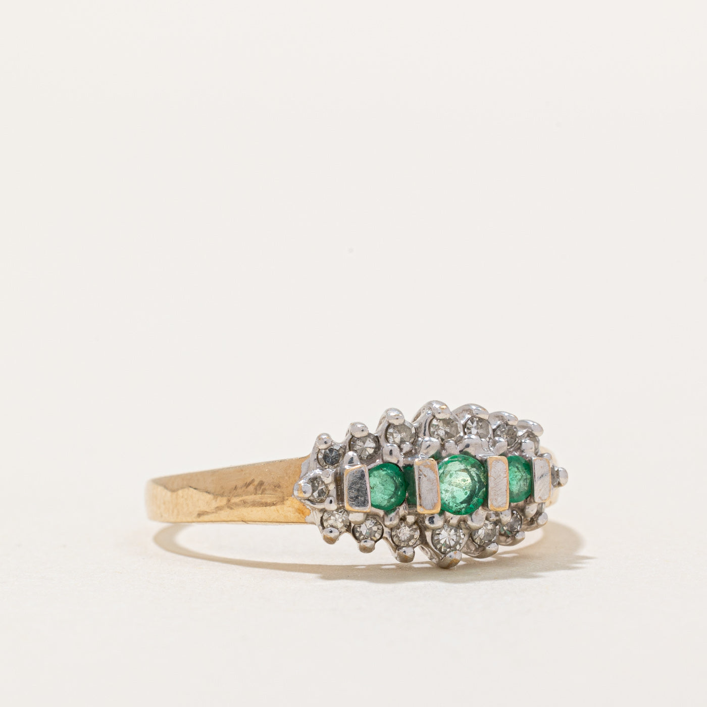 Emerald & Diamond Cocktail Ring | 0.17ctw, 0.12ctw | SZ 9.25 |
