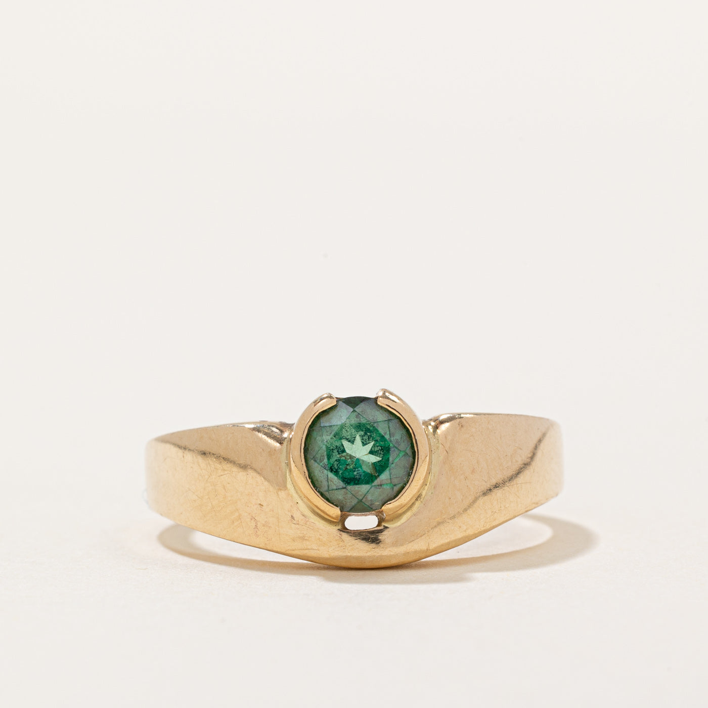 Semi Bezel Offset Green Tourmaline Ring | 0.80ct | SZ 10.25 |