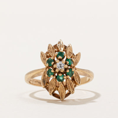'Birks' Emerald & Diamond Cocktail Ring | 0.10ctw, 0.06ct | SZ 7.25 |