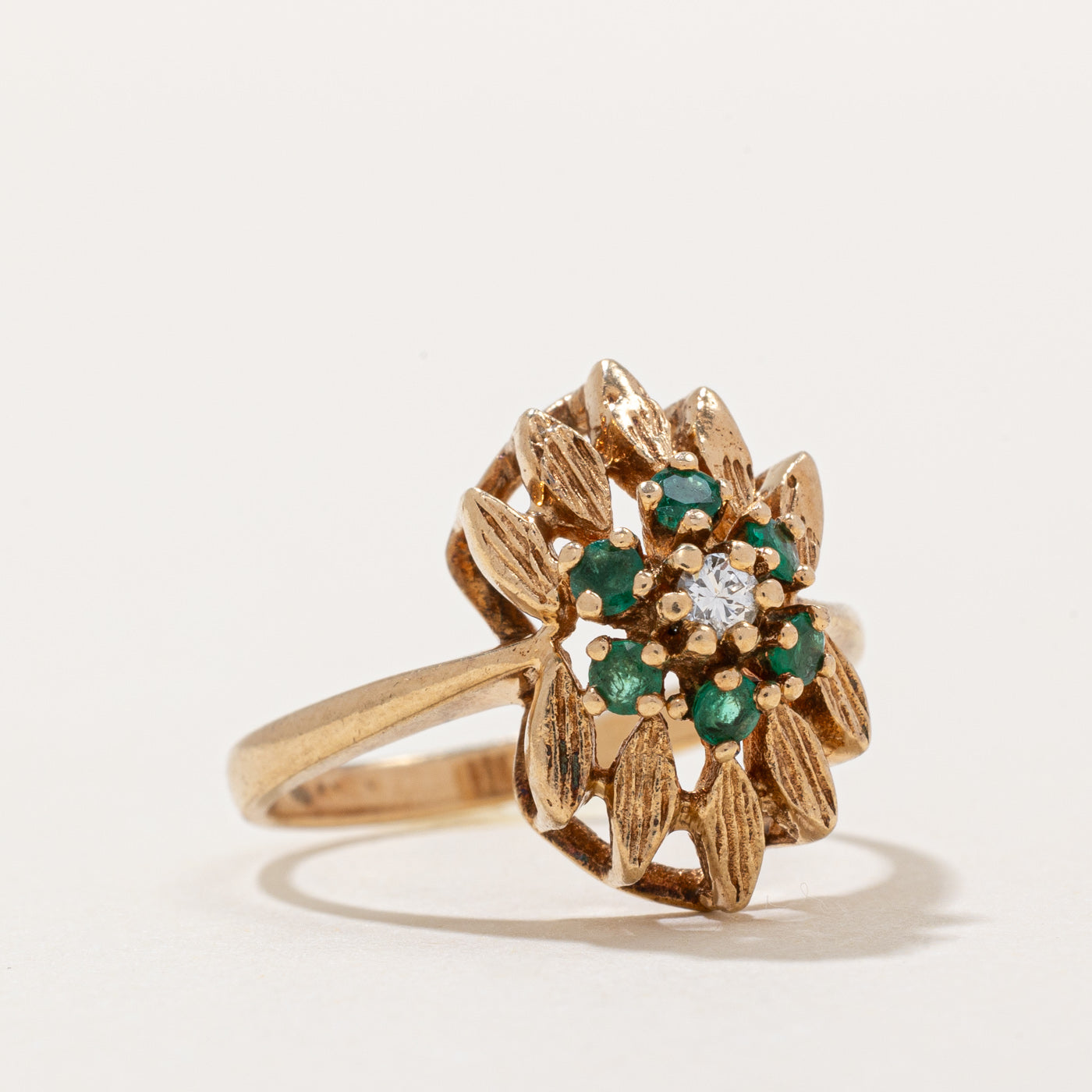 'Birks' Emerald & Diamond Cocktail Ring | 0.10ctw, 0.06ct | SZ 7.25 |