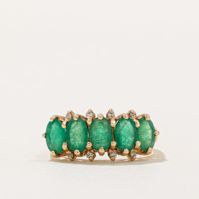 Five Stone Emerald & Diamond Ring | 1.50ctw, 0.04ctw | SZ 6 |