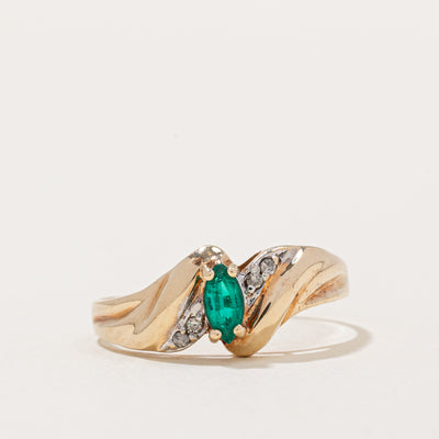 Synthetic Emerald & Diamond Ring | 0.16ct, 0.02ctw | SZ 7.5 |