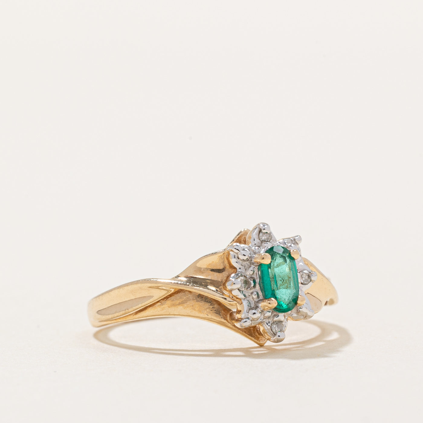 Synthetic Emerald & Diamond Ring | 0.16ct, 0.02ctw | SZ 5.75 |