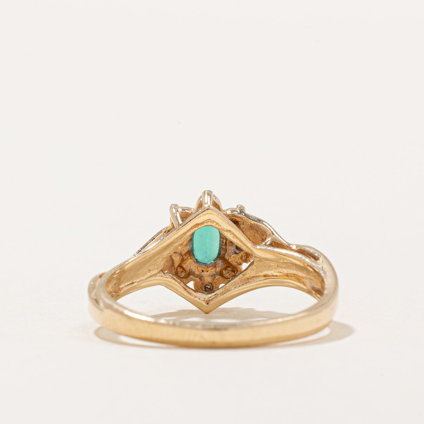 Synthetic Emerald & Diamond Ring | 0.16ct, 0.02ctw | SZ 5.75 |