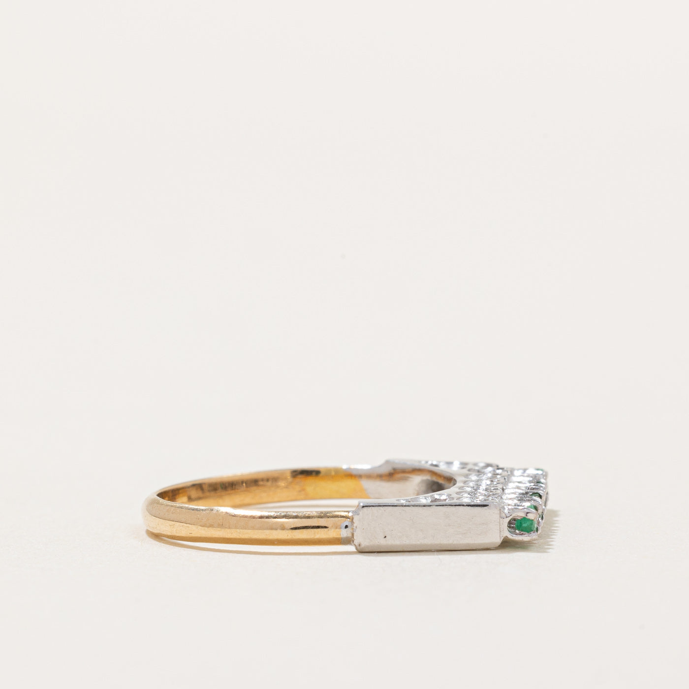 High Set Emerald & Diamond Ring | 0.05ctw, 0.045ctw | SZ 5.5 |