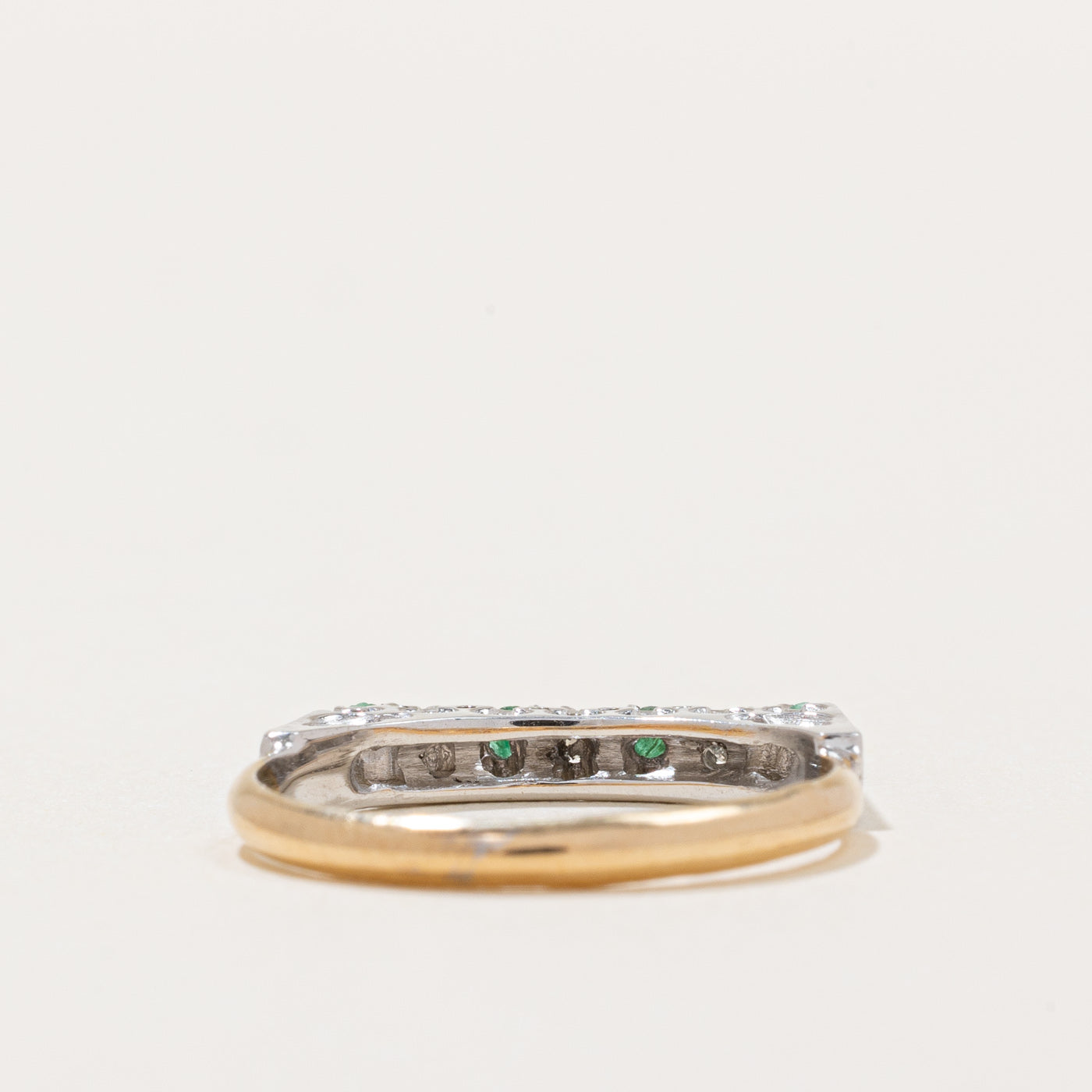 High Set Emerald & Diamond Ring | 0.05ctw, 0.045ctw | SZ 5.5 |