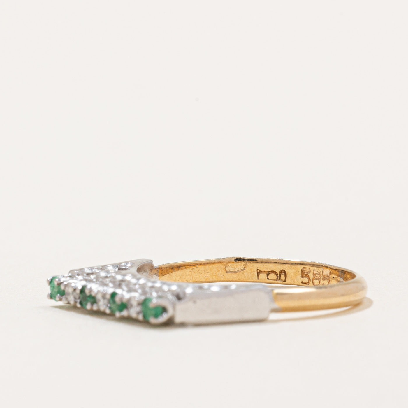 High Set Emerald & Diamond Ring | 0.05ctw, 0.045ctw | SZ 5.5 |