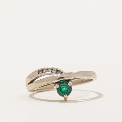 Emerald & Diamond Chevron Ring | 0.17ct, 0.02ctw | SZ 5.25 |