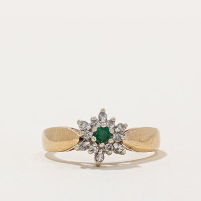 Emerald & Diamond Halo Ring | 0.05ct, 0.10ctw | SZ 6 |