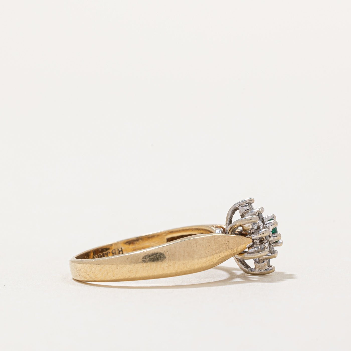 Emerald & Diamond Halo Ring | 0.05ct, 0.10ctw | SZ 6 |