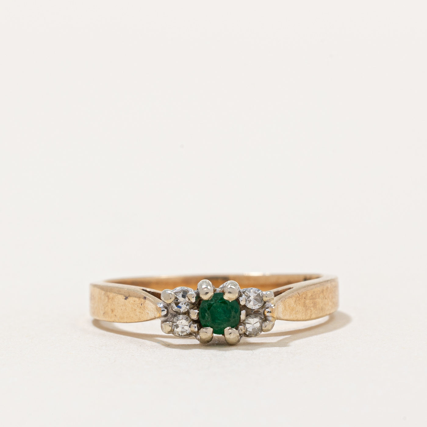 High Set Emerald & Diamond Ring | 0.06ct, 0.04ctw | SZ 5.75 |