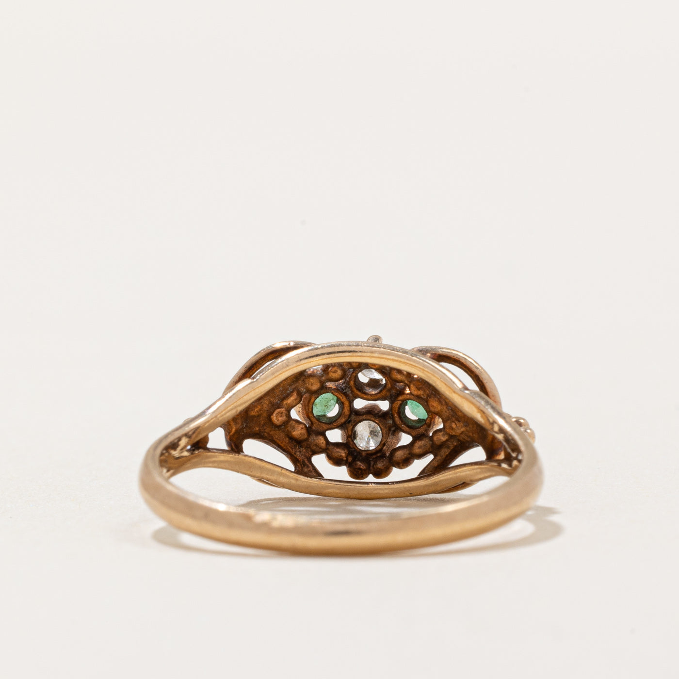 Diamond & Emerald Lattice Ring | 0.05ctw, 0.026ctw | SZ 6.25 |