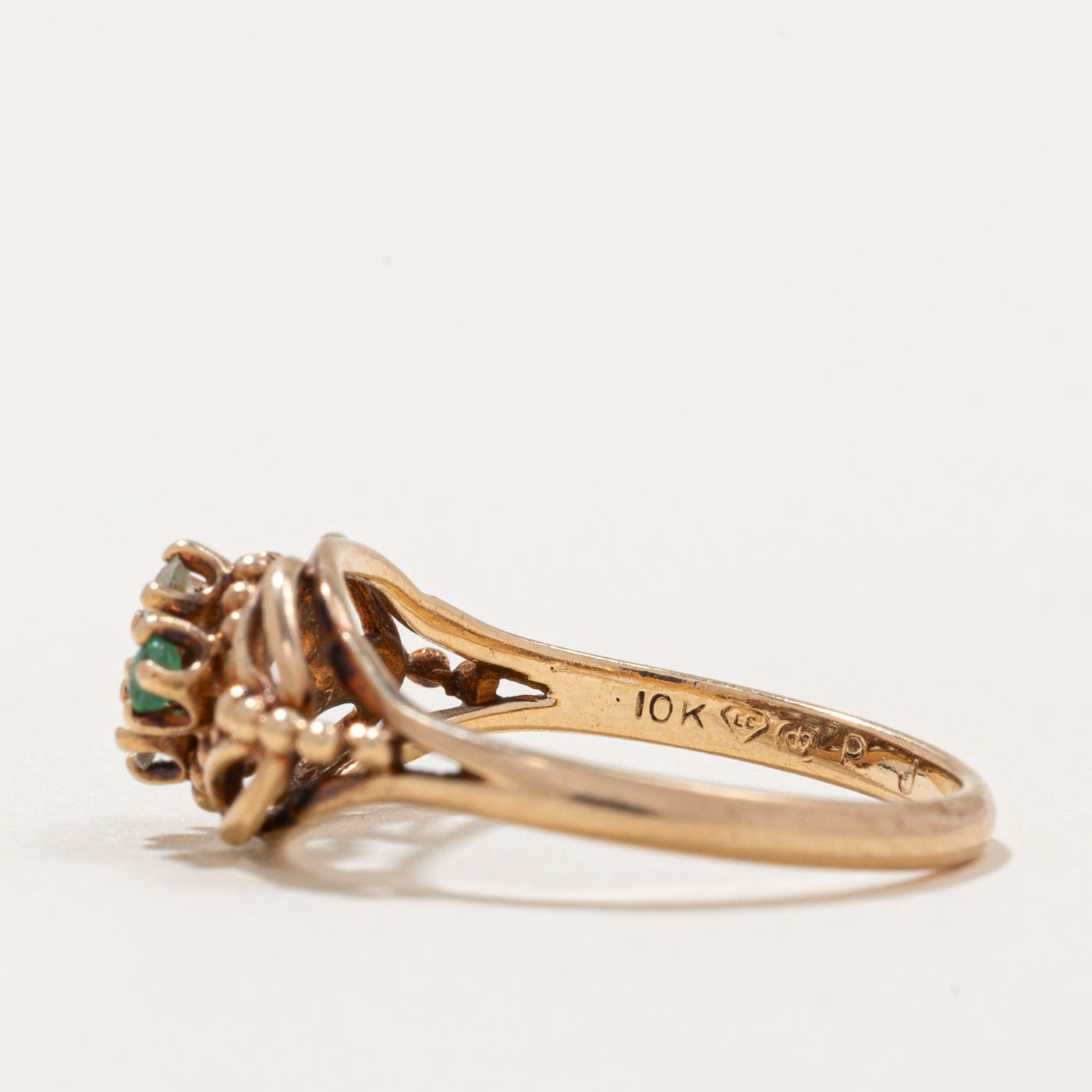 Diamond & Emerald Lattice Ring | 0.05ctw, 0.026ctw | SZ 6.25 |