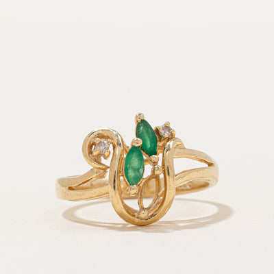 Emerald & Diamond Cocktail Ring | 0.14ctw, 0.01ctw | SZ 6.75 |
