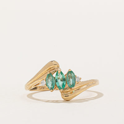 Emerald & Diamond Bypass Ring | 0.26ctw, 0.025ctw | SZ 7.75 |