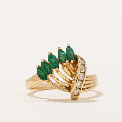 Emerald & Diamond Cocktail Ring | 0.30ctw, 0.11ctw | SZ 6.25 |