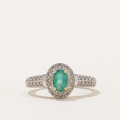 Emerald & Diamond Halo Ring | 0.36ct, 0.20ctw | SZ 5.75 |