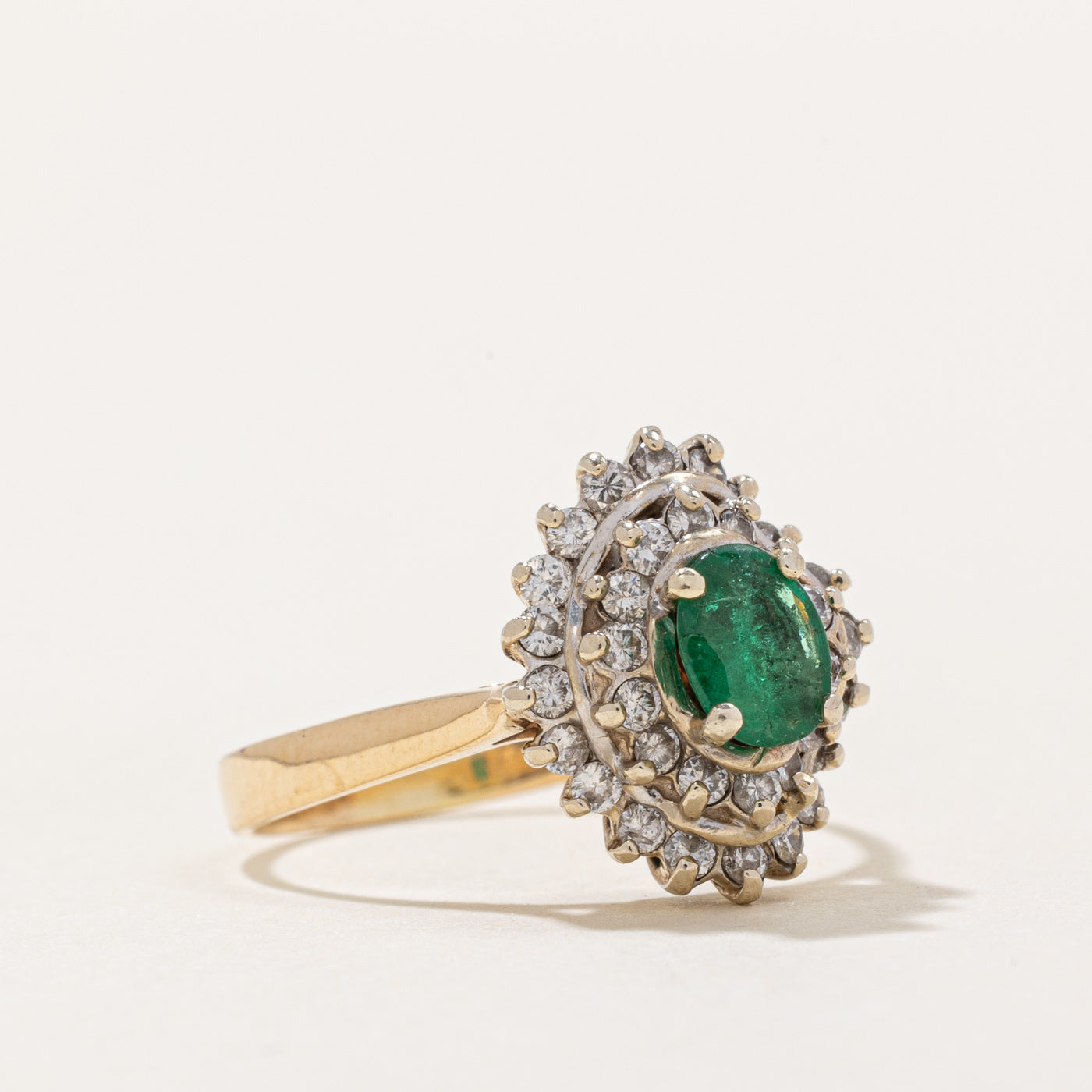 Emerald & Diamond Cluster Ring | 0.35ct, 0.34ctw | SZ 6.25 |