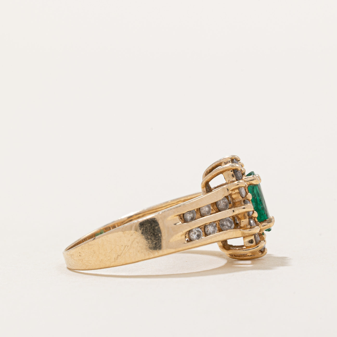 Emerald & Diamond Halo Ring | 0.60ct, 0.34ctw | SZ 6.25 |