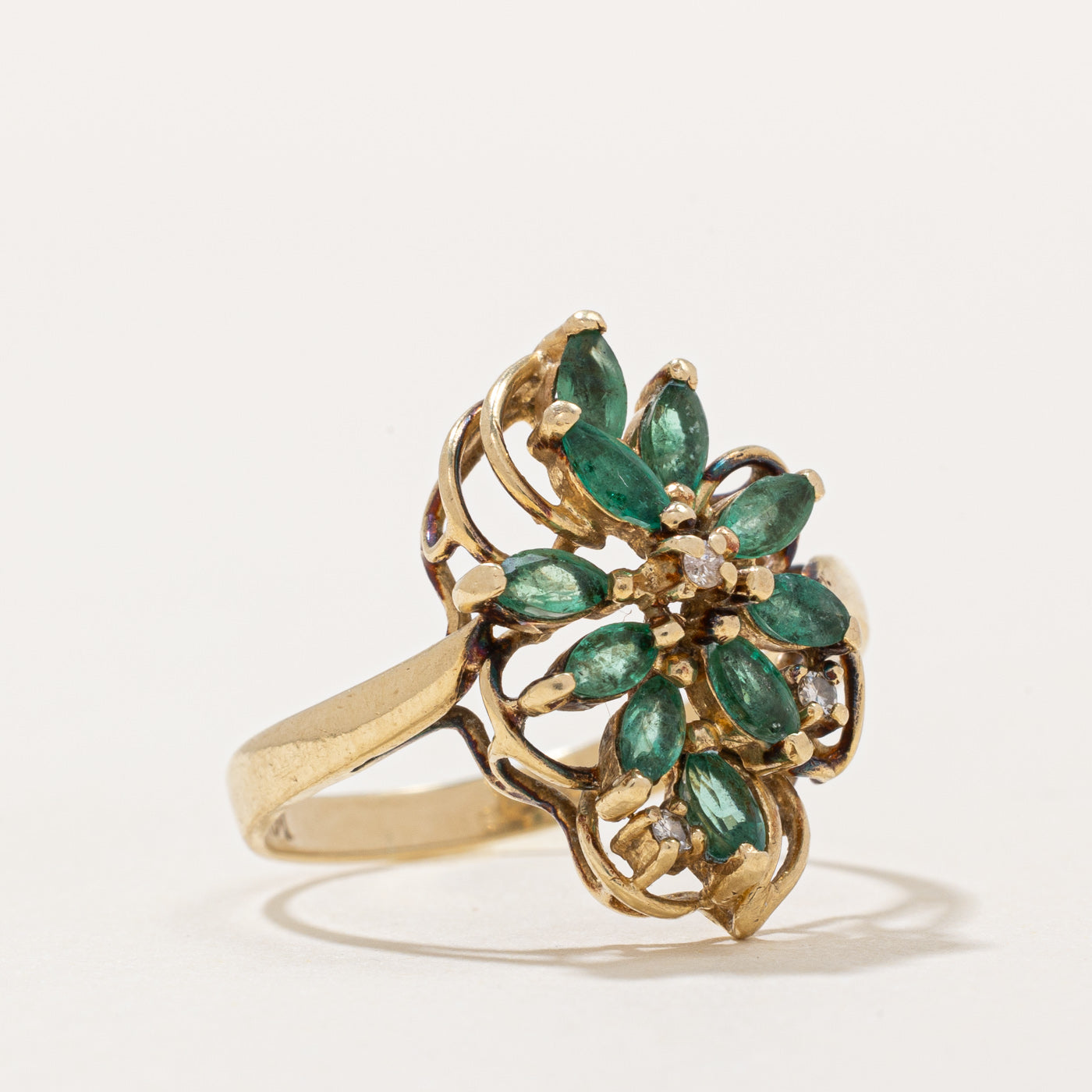 Emerald & Diamond Cocktail Ring | 0.80ctw, 0.03ctw | SZ 8 |