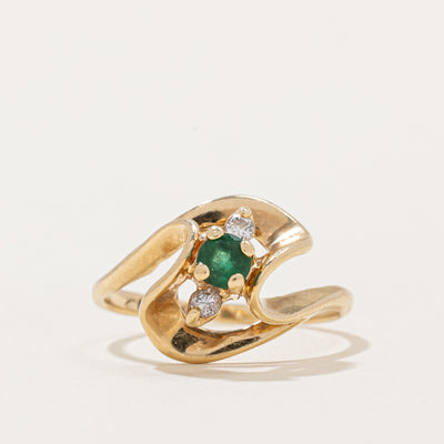 Emerald & Diamond Cocktail Ring | 0.15ct, 0.06ctw | SZ 5.25 |