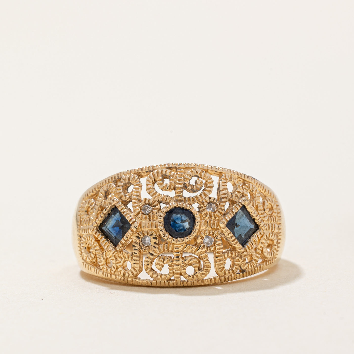 Sapphire & Diamond Lattice Ring | 0.40ctw, 0.016ctw | SZ 6 |