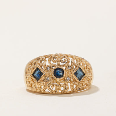 Sapphire & Diamond Lattice Ring | 0.40ctw, 0.016ctw | SZ 6 |