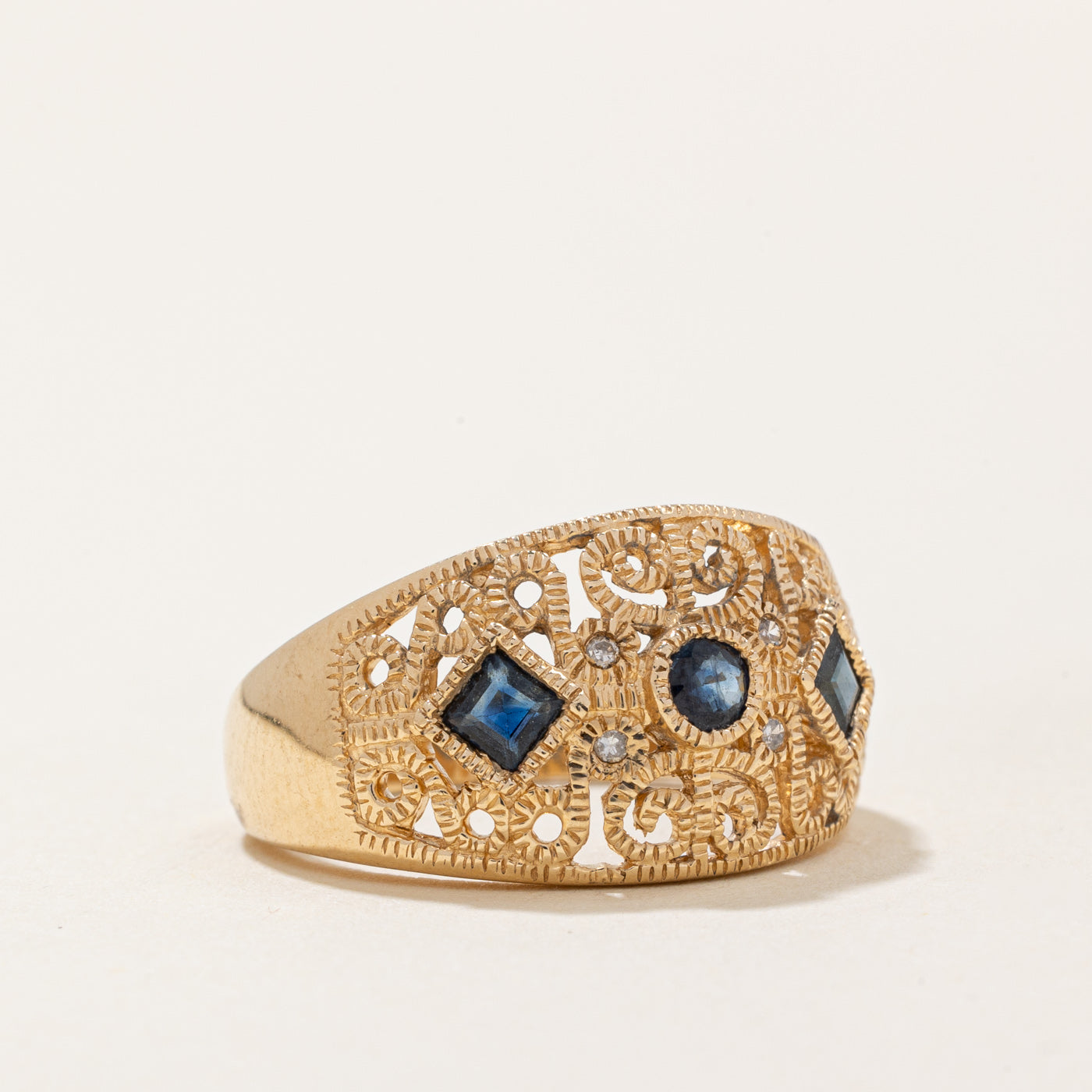 Sapphire & Diamond Lattice Ring | 0.40ctw, 0.016ctw | SZ 6 |