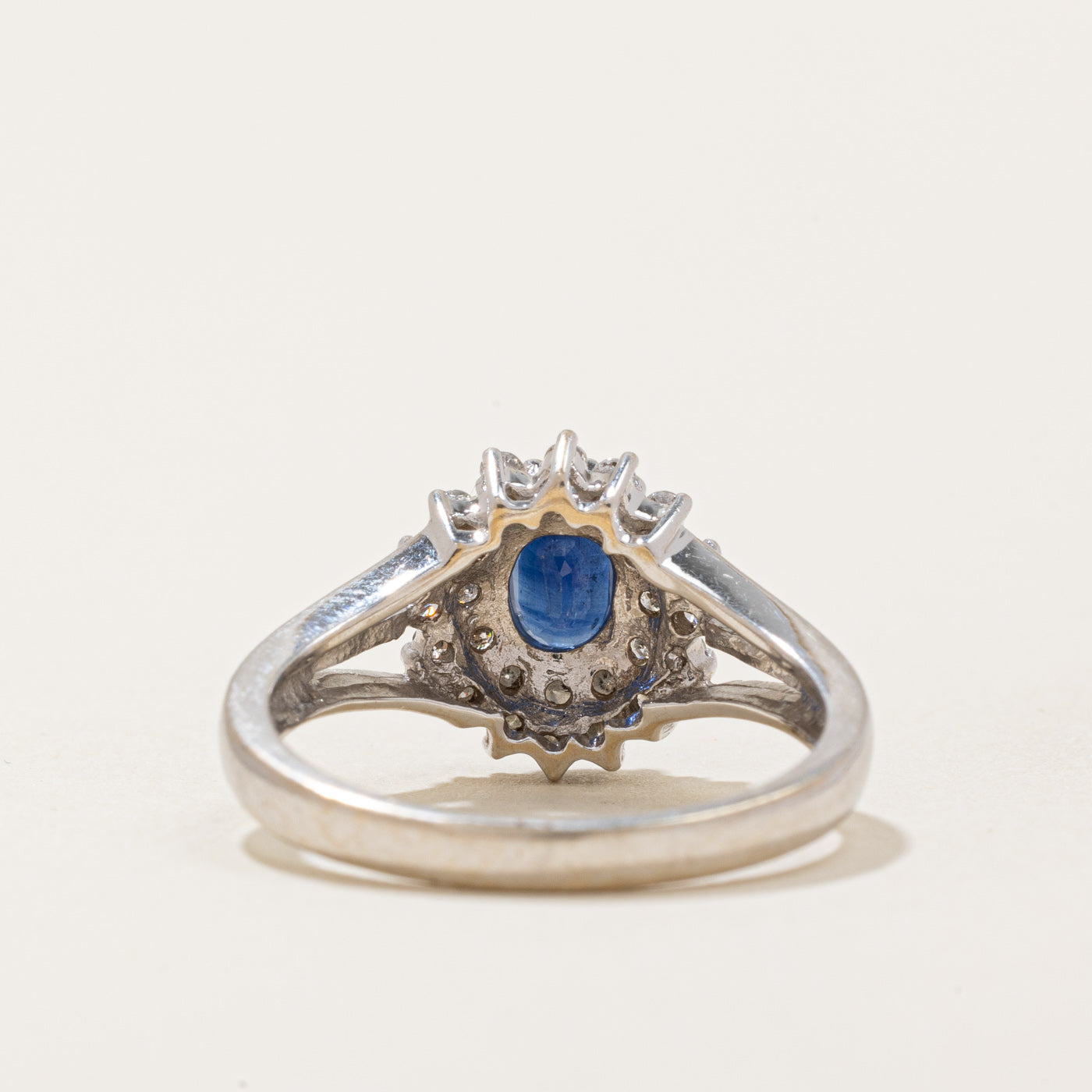 Bague halo saphir et diamants | 0,50 ct, 0,27 ct au total | Taille 6,5 | 