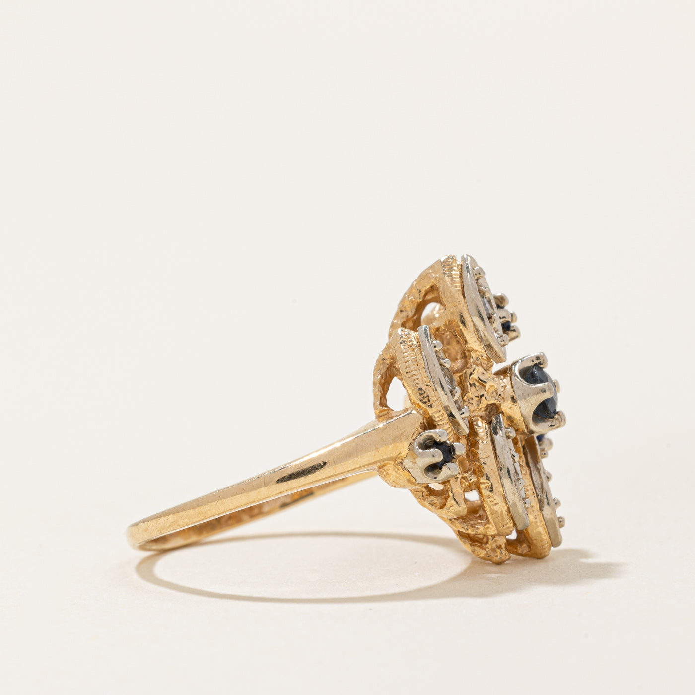 Sapphire & Diamond Abstract Cocktail Ring | 0.13ctw, 0.03ctw | SZ 5 |
