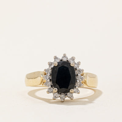 Sapphire & Diamond Halo Ring | 1.75ct, 0.16ctw | SZ 6 |