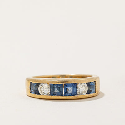 Channel Set Sapphire & Diamond Ring | 0.88ctw, 0.26ctw | SZ 5 |