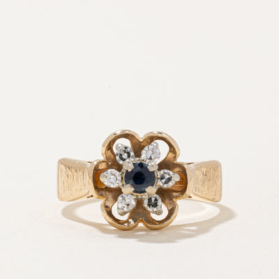Sapphire & Diamond Flower Ring | 0.12ct, 0.10ctw | SZ 4 |