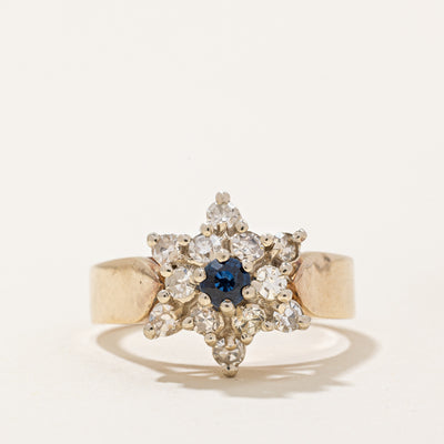 Diamond Halo & Sapphire Cocktail Ring | 0.38ctw, 0.16ct | SZ 6.25 |