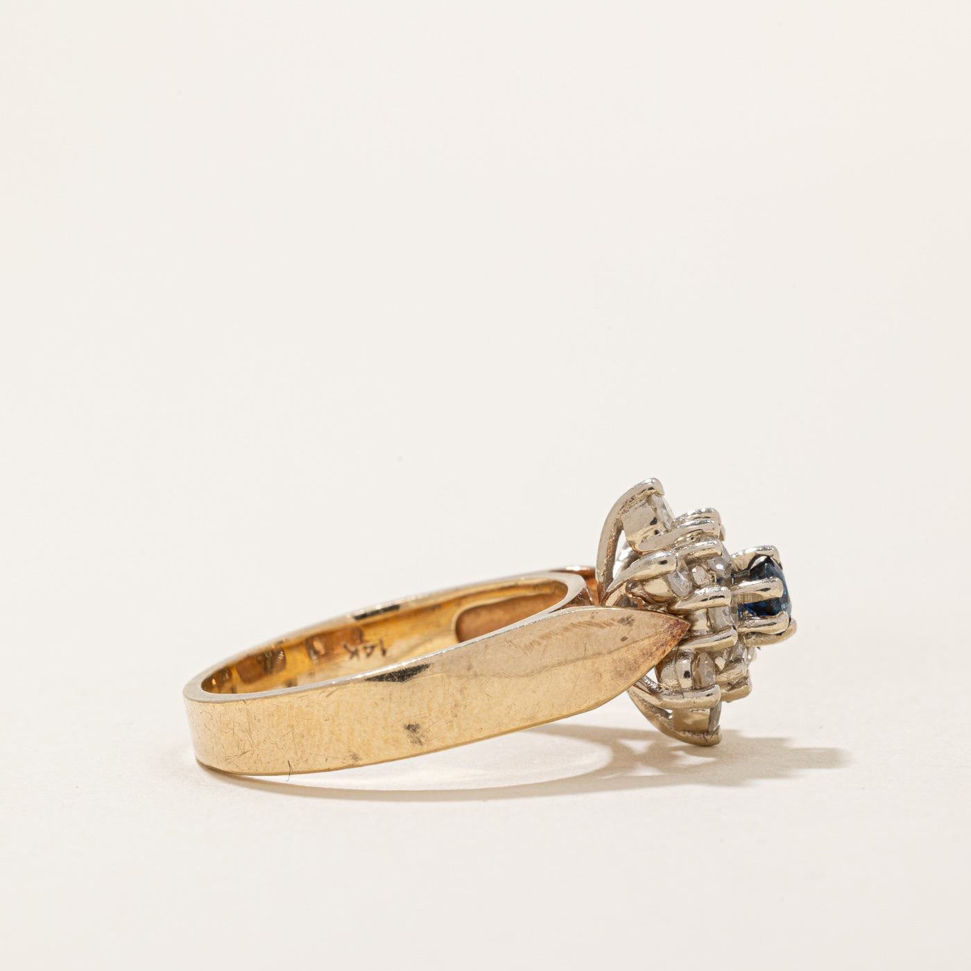 Diamond Halo & Sapphire Cocktail Ring | 0.38ctw, 0.16ct | SZ 6.25 |