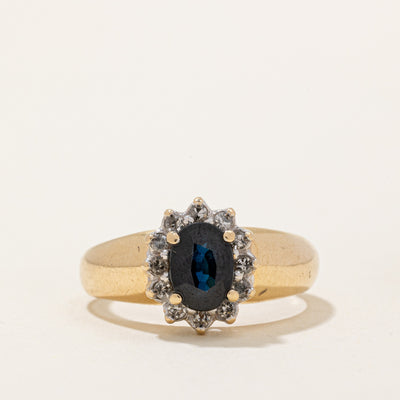 Sapphire & Diamond Halo Ring | 1.00ct, 0.11ctw | SZ 6.75 |