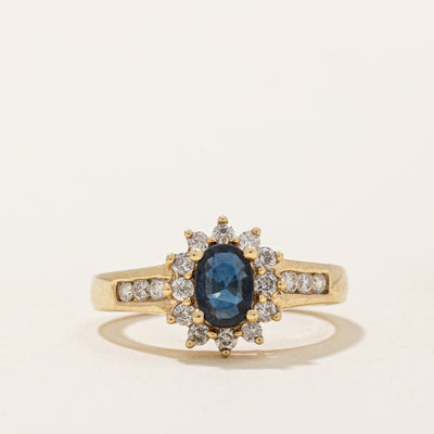 Sapphire & Diamond Halo Ring | 0.48ct, 0.21ctw | SZ 4.5 |