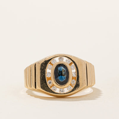 Sapphire & Diamond Halo Ring | 0.60ct, 0.12ctw | SZ 10 |