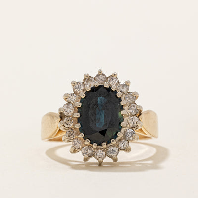 Sapphire & Diamond Halo Ring | 2.00ct, 0.46ctw | SZ 6.5 |