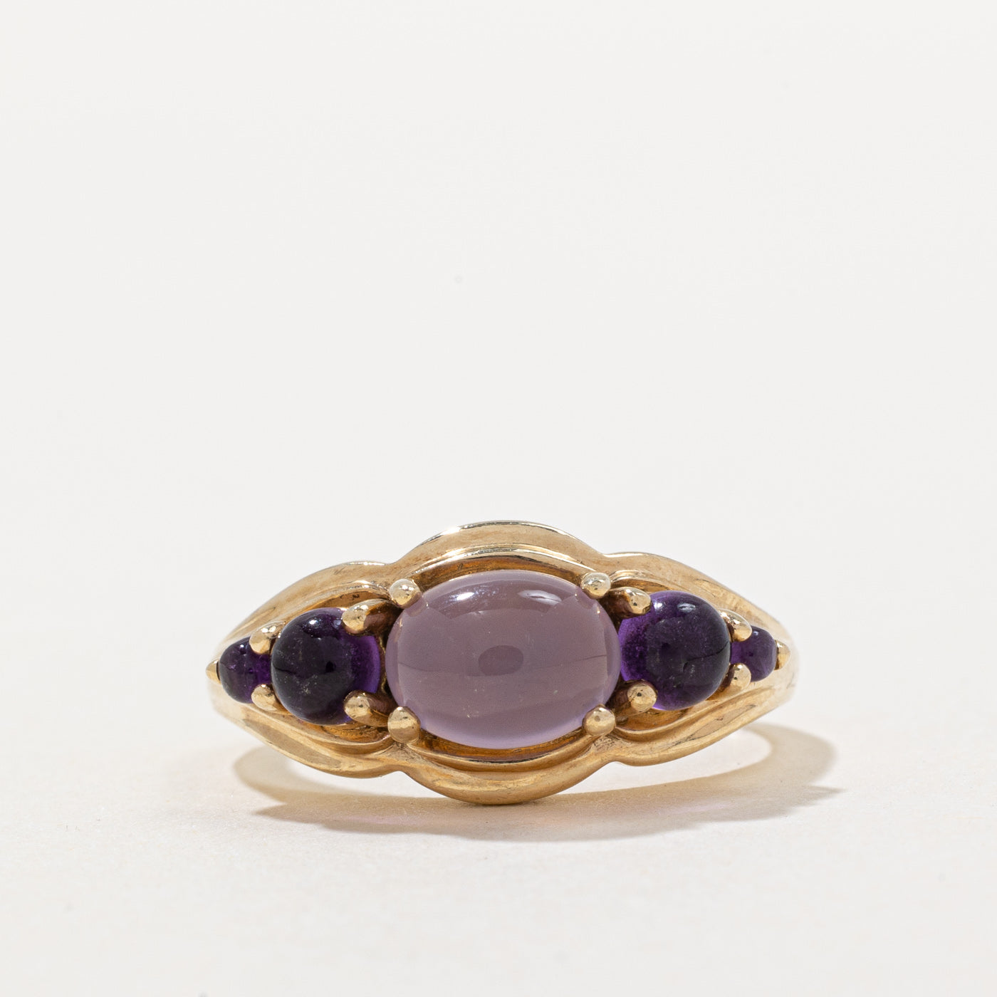 Lavender Chalcedony & Amethyst Cocktail Ring | 2.25ctw | SZ 7.75 |